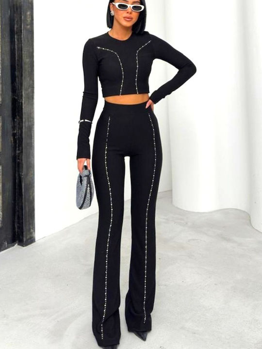 Set Negru Dama Cu Pantaloni Slim Fit