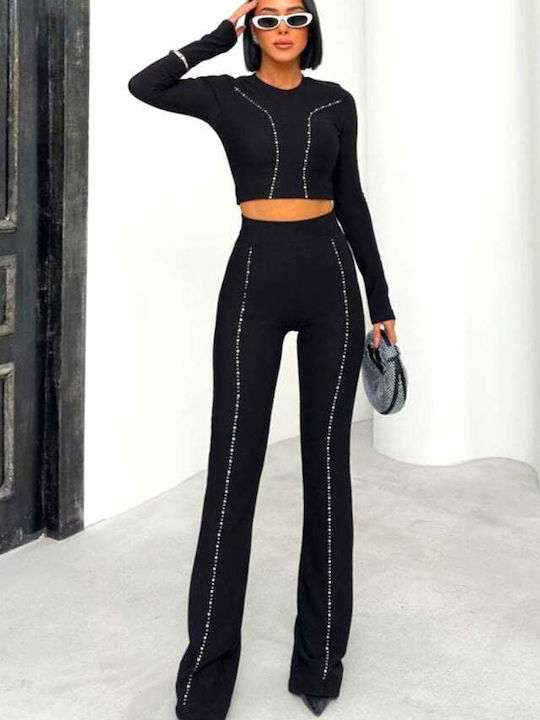 Set Negru Dama Cu Pantaloni Slim Fit