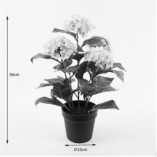 Διακοσμητικό Φυτό Γλάστρα Hydrangea Inart Λευκό Φ35x50εκ