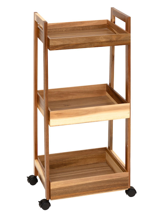 5Five Τρόλεϊ Κουζίνας Ξύλινο 3 Θέσεων Καφέ 40x30.5x84.5cm