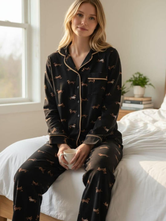 Elite Winter Damen Pyjama-Set Black