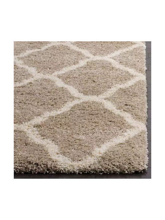 Moroccan Rug Rectangular Shaggy Beige