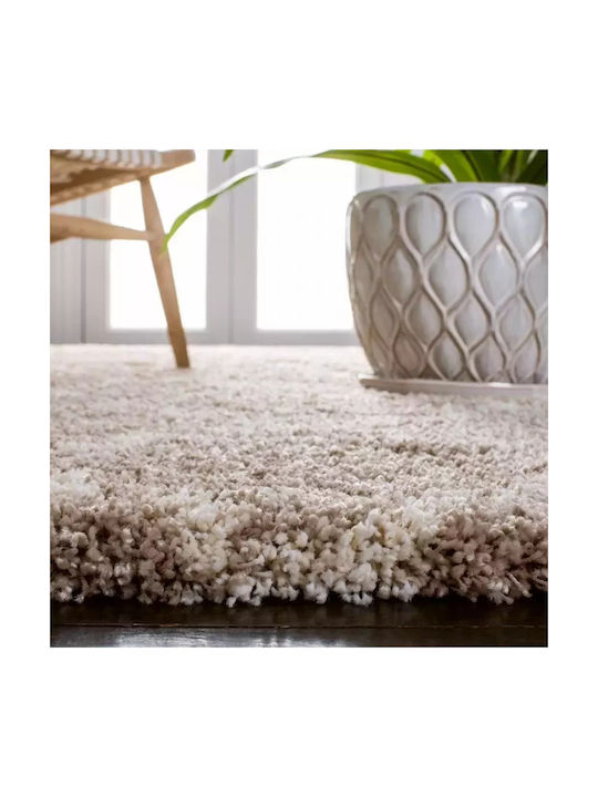 Moroccan Rug Rectangular Shaggy Beige