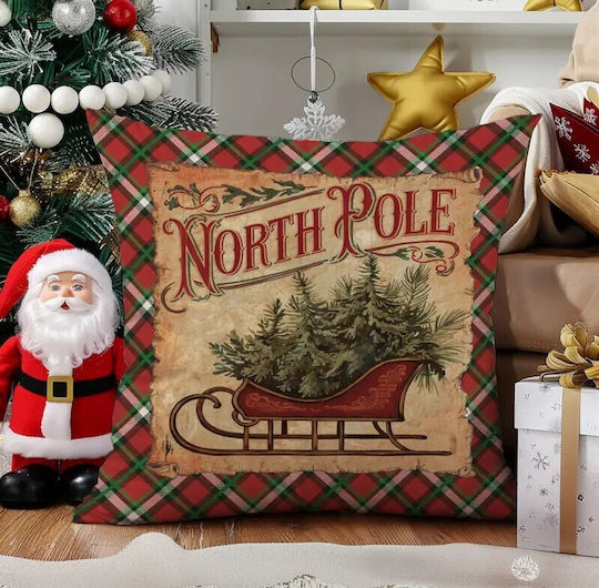 By Queen Limited Festive Edition Μαξιλαροθήκη North Pole Vintage Έλκηθρο 45x45εκ