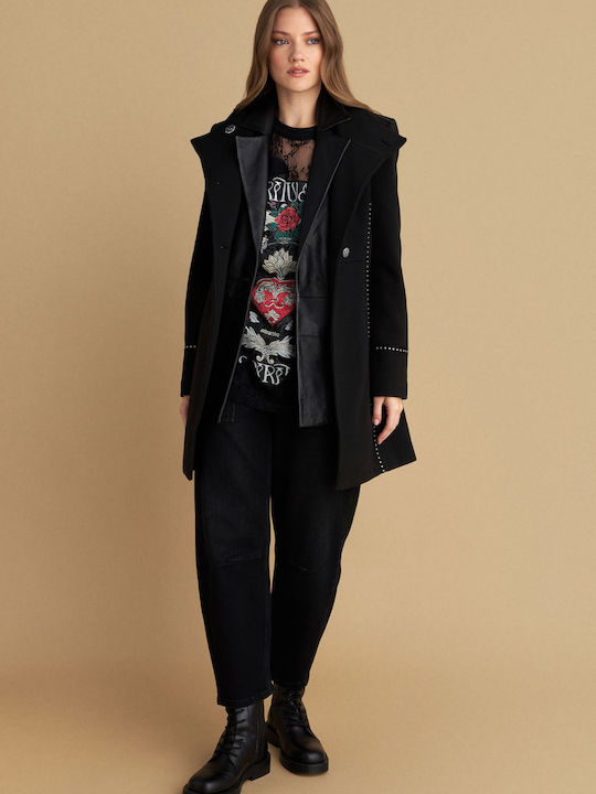 Women's Black Peacoat