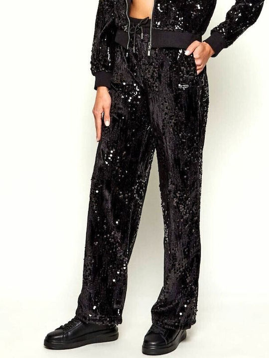 Women's Fabric Trousers Black with Sequins