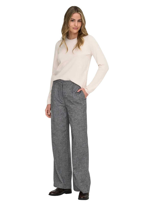 Women's Fabric Trousers Wide Line Med Grey Mel Grey