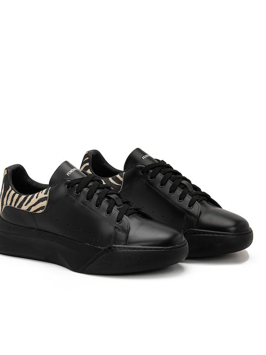 Herren Anatomisch Flatforms Sneakers Schwarz