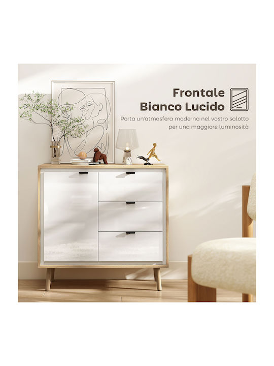 Sideboard Wooden with Drawers White and Oak 80x35x77cm