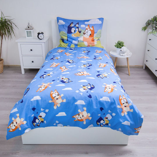 Conținut set Husă de pilotă pentru copii Single cu față de pernă Bumbac Albastru 140x200cm