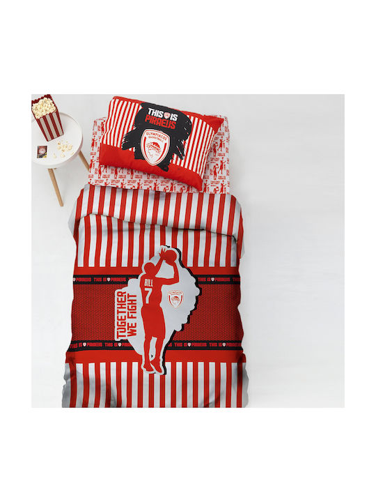 Palamaiki Olympiakos Set Kinderbettbezug Einzel mit Kissenbezug Baumwolle 160x240cm