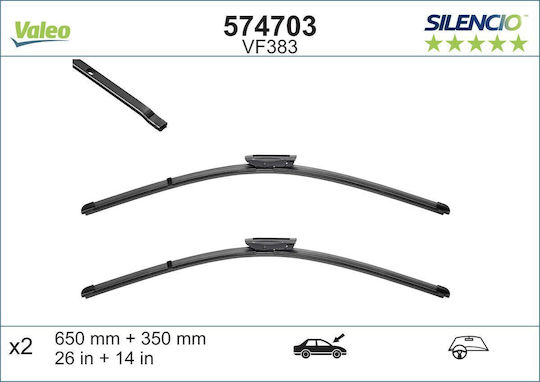 Valeo Silencio X.trm x2 Front Set Car Wiper Blades 650mm Passenger Wiper Length 340mm