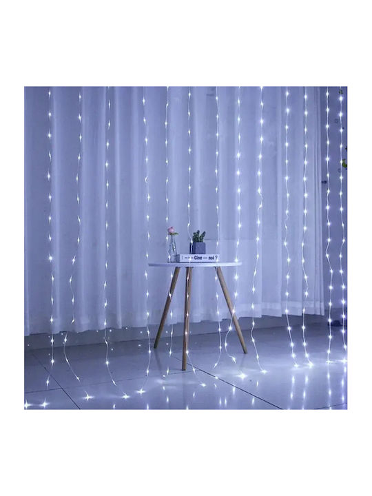120 LED Christmas Lights Asymmetrical Curtain 3.6m 220v 10 Stars Warm White Lighting Bx-042 Transparent