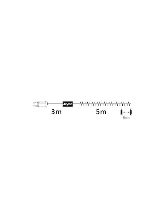 100 Λαμπάκια LED 8μ. Θερμό Λευκό σε Σειρά