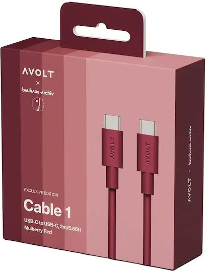 Cablu Încărcare Rapidă Date Usb-c/usb-c Avolt X Bauhaus-archiv 2 Metri Burgundy