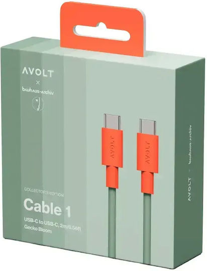Cablu Încărcare Rapidă Date Usb-c/usb-c Avolt X Bauhaus-archiv 2 Metri Verde