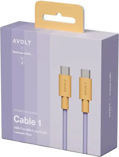 Data Fast Charging Cable USB-C/USB-C Avolt X Bauhaus-Archiv 2 Meters Purple