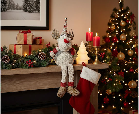 XMASfest Weihnachtliche Stoff Figur Rentier Weiß Höhe 50cm