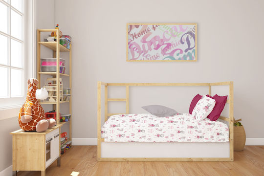 Dimcol Детски Чаршафи с Ластик Cloudy Bear Розови 70x140см Dimcol Детски Чаршафи с Ластик Cloudy Bear Розови 70x140см