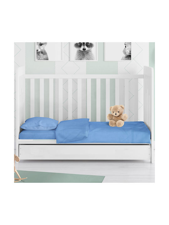 Dimcol Bebe Solid Бебешки Чаршаф За Количка Памук с Ластик Светлосин 70x140бр