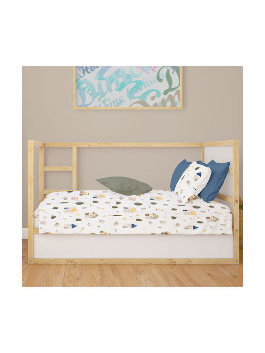 Dimcol Бебешки Чаршаф За Количка Памук с Ластик Зелен 70x140бр
