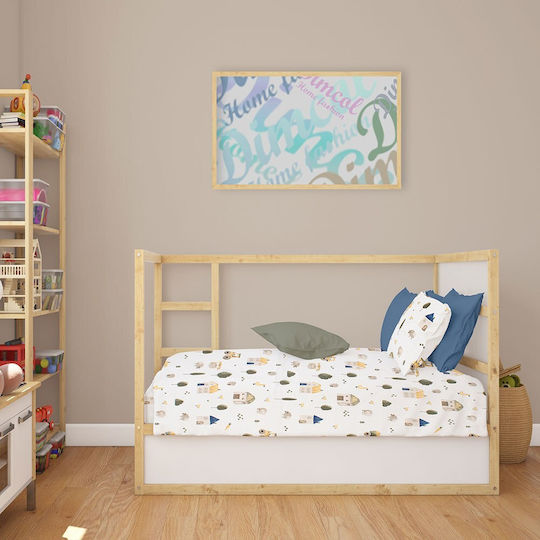 Dimcol Baby Sheet Crib Cotton Fitted Green 70x140cm