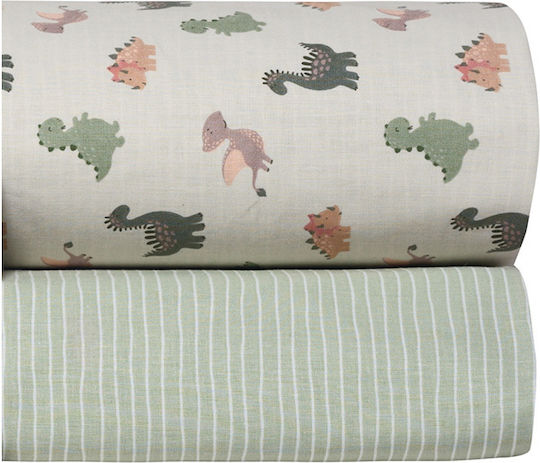Kentia Saurus Baby Sheets Set Cradle Cotton Multicolored 60x120cm 2pcs