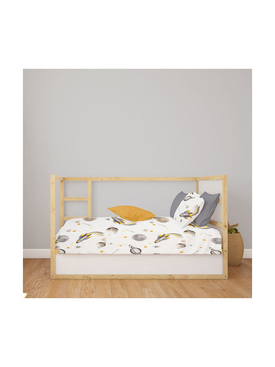 Dimcol Space Бебешки Чаршаф За Количка Памук с Ластик Сив 70x140бр