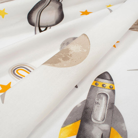 Dimcol Space Baby Sheet Crib Cotton Fitted Gray 70x140cm