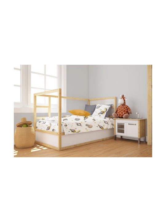 Dimcol Space Бебешки Чаршаф За Количка Памук с Ластик Сив 70x140бр