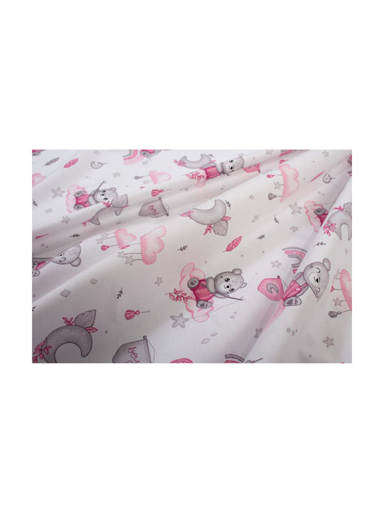 Dimcol Cloudy Bear Pink Baby Sheets 80x110cm