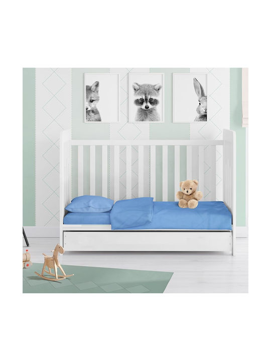 Dimcol Bebe Solid Комплект Бебешки Чаршафи За Количка Памучни Светлосини 120x160бр 3бр