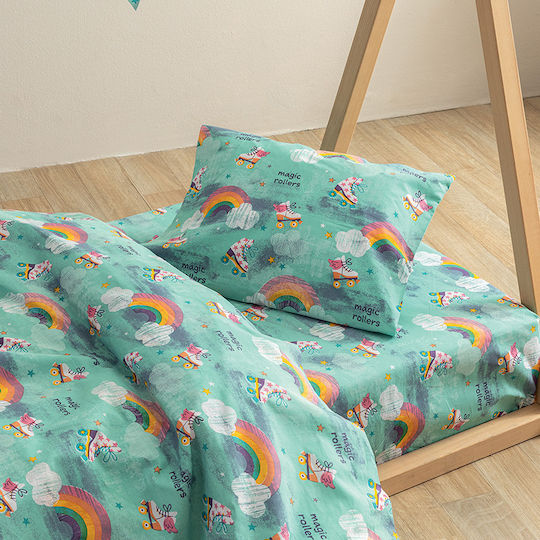 Palamaiki My Kingdom Baby Sheets Set Crib Cotton Fitted Green 70x140cm