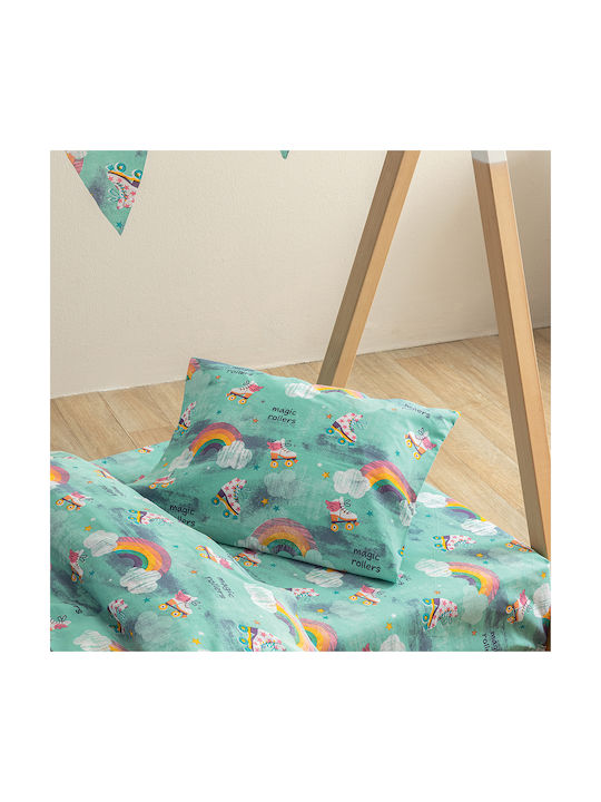 Palamaiki My Kingdom Baby Sheets Set Crib Cotton Fitted Green 70x140cm