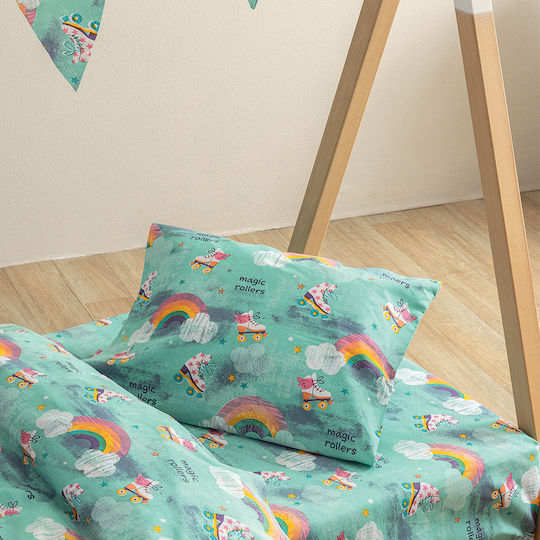 Palamaiki My Kingdom Baby Sheets Set Crib Cotton Fitted Green 70x140cm