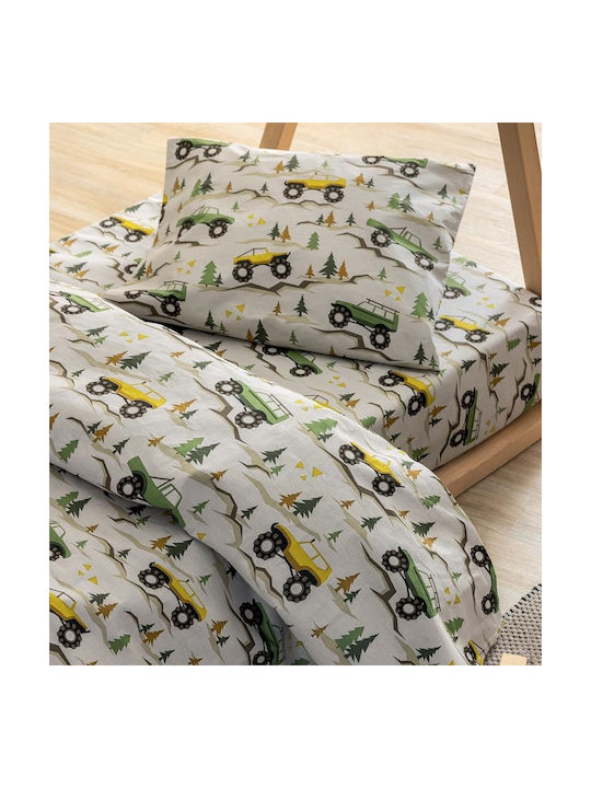 Palamaiki Σετ Βρεφικά Σεντόνια Κούνιας Βαμβακερά με Λάστιχο My Kingdom Γκρι 70x140εκ.