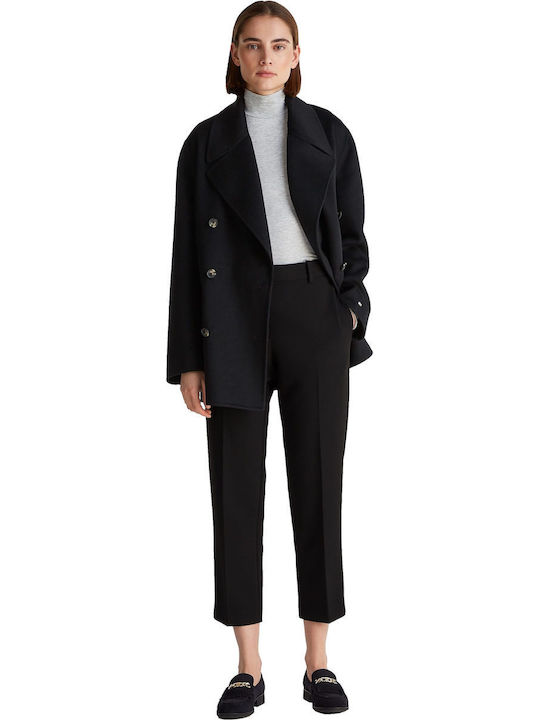 Damen Stoff Hose in Schlanker Passform Black
