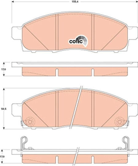 Set Plăcuțe De Frână Auto Fata Trw Automotive Înălțime 50,5mm Lățime 155,4mm Grosime 17,0mm Nissan Nv200/Evalia 1.5d/1.6 02.10