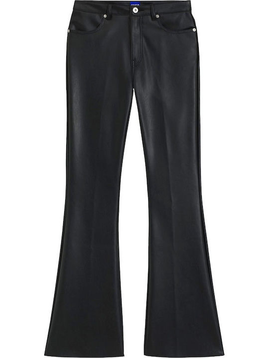 Damen Stoff Hose Schlag Black