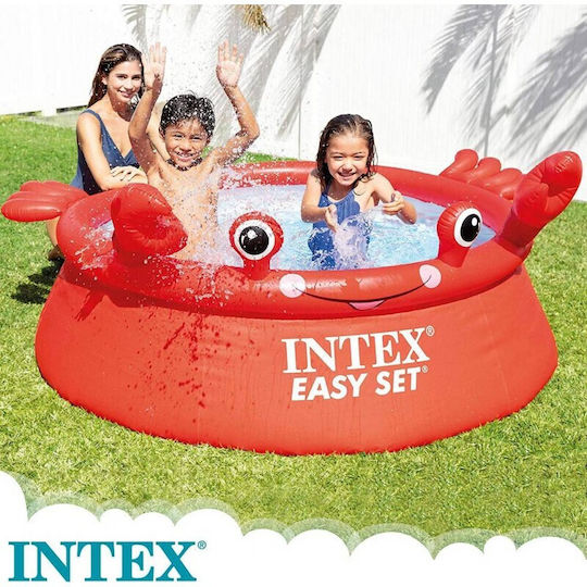Intex Easy Set Happy Crab Παιδική Στρογγυλή Πισίνα 880lt Φουσκωτή 183x51εκ. Κόκκινη