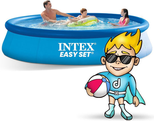 Intex Easy Set Rundes Schwimmbecken PVC 7290l Aufblasbar 396x84cm Blau