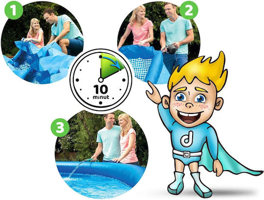 Intex Easy Set Rundes Schwimmbecken PVC 7290l Aufblasbar 396x84cm Blau