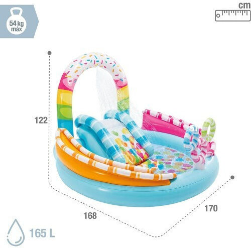 Intex Candyfun Play Center Children's Round Swimming Pool PVC 165lt Inflatable 170x122cm Light Blue
