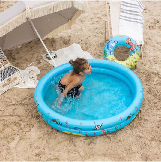 Swim Essentials Sea Animals Children's Round Swimming Pool PVC 75lt Inflatable 120x25cm Light Blue