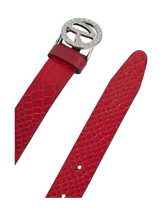 Leather Women's Belt Red