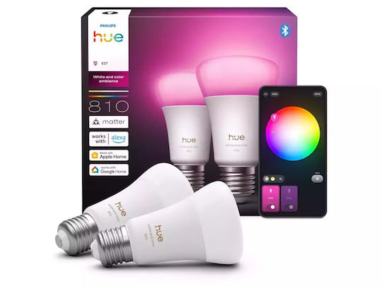 Philips Smart Λάμπες LED 6W για Ντουί E27 και Σχήμα A60 810lm Dimmable 2τμχ