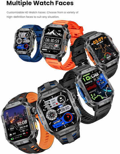 Microwear GTH3 Stainless Steel Smartwatch with Heart Rate Monitor (Blue)