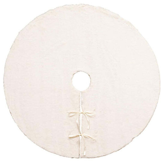 Christmas Tree Skirt White with Furry Texture D90cm.