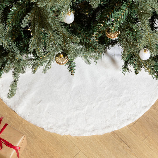 Christmas Tree Skirt White with Furry Texture D90cm.