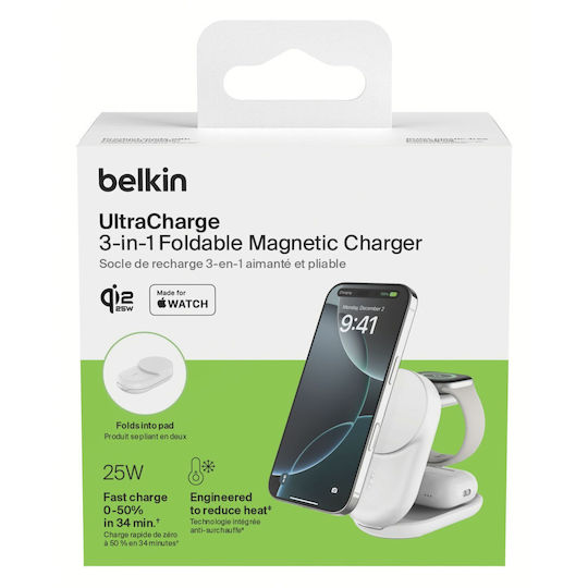 Belkin Wireless Charger Qi2 25W Whites (UltraCharge)